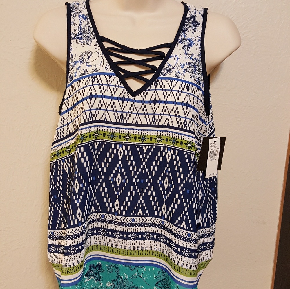 Cute tank with crisscross detailing